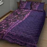 Samoan Pacific Tribal Flower Geometric Art Tattoos Quilt Bed Set Siapo Pattern Purple Haze - Polynesian Pride