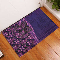 Samoan Pacific Tribal Flower Geometric Art Tattoos Rubber Doormat Siapo Pattern Purple Haze - Polynesian Pride