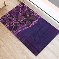 Samoan Pacific Tribal Flower Geometric Art Tattoos Rubber Doormat Siapo Pattern Purple Haze - Polynesian Pride