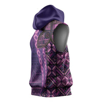 Samoan Pacific Tribal Flower Geometric Art Tattoos Sleeveless Hoodie Siapo Pattern Purple Haze - Polynesian Pride