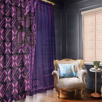 Samoan Pacific Tribal Flower Geometric Art Tattoos Window Curtain Siapo Pattern Purple Haze - Polynesian Pride