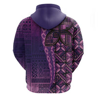 Samoan Pacific Tribal Flower Geometric Art Tattoos Zip Hoodie Siapo Pattern Purple Haze - Polynesian Pride