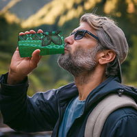 Samoan Pacific Tribal Flower Geometric Art Tattoos 4 in 1 Can Cooler Tumbler Siapo Pattern Emerald Glow - Polynesian Pride