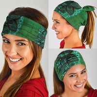 Samoan Pacific Tribal Flower Geometric Art Tattoos Neck Gaiter Siapo Pattern Emerald Glow LT03