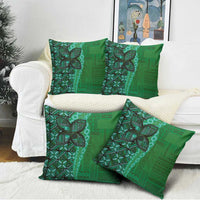Samoan Pacific Tribal Flower Geometric Art Tattoos Pillow Cover Siapo Pattern Emerald Glow - Polynesian Pride