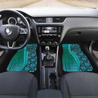 Samoan Pacific Tribal Flower Geometric Art Tattoos Car Mats Siapo Pattern Turquoise Tide - Polynesian Pride