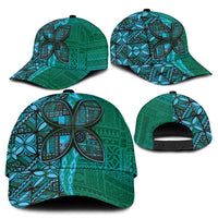 Samoan Pacific Tribal Flower Geometric Art Tattoos Classic Cap Siapo Pattern Turquoise Tide LT03 - Polynesian Pride