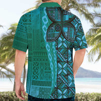 Samoan Pacific Tribal Flower Geometric Art Tattoos Hawaiian Shirt Siapo Pattern Turquoise Tide - Polynesian Pride