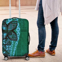 Samoan Pacific Tribal Flower Geometric Art Tattoos Luggage Cover Siapo Pattern Turquoise Tide - Polynesian Pride