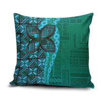 Samoan Pacific Tribal Flower Geometric Art Tattoos Pillow Cover Siapo Pattern Turquoise Tide - Polynesian Pride