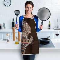 Fijian Masi Tribal Tattoos Art Pattern Apron Brown Color Half Style - Polynesian Pride