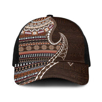 Fijian Masi Tribal Tattoos Art Pattern Baseball Net Cap Brown Color Half Style LT03 One Size Black Brown - Polynesian Pride