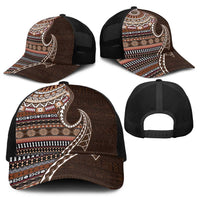 Fijian Masi Tribal Tattoos Art Pattern Baseball Net Cap Brown Color Half Style LT03 - Polynesian Pride