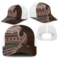 Fijian Masi Tribal Tattoos Art Pattern Baseball Net Cap Brown Color Half Style LT03 - Polynesian Pride