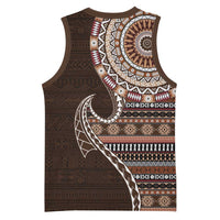 Fijian Masi Tribal Tattoos Art Pattern Basketball Jersey Brown Color Half Style - Polynesian Pride