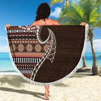 Fijian Masi Tribal Tattoos Art Pattern Beach Blanket Brown Color Half Style - Polynesian Pride