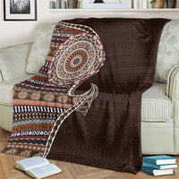 Fijian Masi Tribal Tattoos Art Pattern Blanket Brown Color Half Style - Polynesian Pride