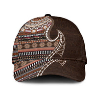Fijian Masi Tribal Tattoos Art Pattern Classic Cap Brown Color Half Style LT03 Universal Fit Brown - Polynesian Pride