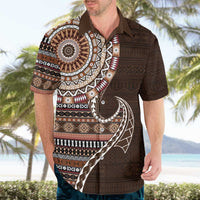 Fijian Masi Tribal Tattoos Art Pattern Hawaiian Shirt Brown Color Half Style - Polynesian Pride