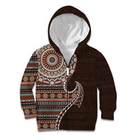Fijian Masi Tribal Tattoos Art Pattern Kid Hoodie Brown Color Half Style - Polynesian Pride