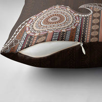 Fijian Masi Tribal Tattoos Art Pattern Pillow Cover Brown Color Half Style - Polynesian Pride
