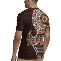 Fijian Masi Tribal Tattoos Art Pattern Rugby Jersey Brown Color Half Style - Polynesian Pride