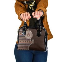 Fijian Masi Tribal Tattoos Art Pattern Shoulder Handbag Brown Color Half Style - Polynesian Pride