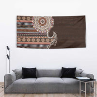 Fijian Masi Tribal Tattoos Art Pattern Tapestry Brown Color Half Style - Polynesian Pride