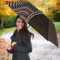 Fijian Masi Tribal Tattoos Art Pattern Umbrella Brown Color Half Style - Polynesian Pride