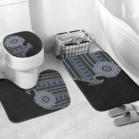 Fijian Masi Tribal Tattoos Art Pattern Bathroom Set Navy Color Half Style - Polynesian Pride
