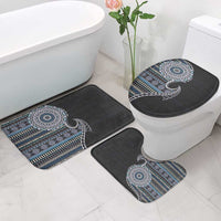 Fijian Masi Tribal Tattoos Art Pattern Bathroom Set Navy Color Half Style - Polynesian Pride