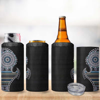 Fijian Masi Tribal Tattoos Art Pattern 4 in 1 Can Cooler Tumbler Navy Color Half Style - Polynesian Pride
