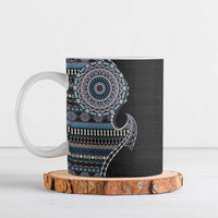 Fijian Masi Tribal Tattoos Art Pattern Ceramic Mug Navy Color Half Style - Polynesian Pride
