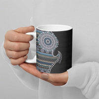 Fijian Masi Tribal Tattoos Art Pattern Ceramic Mug Navy Color Half Style - Polynesian Pride