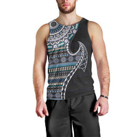 Fijian Masi Tribal Tattoos Art Pattern Men Tank Top Navy Color Half Style - Polynesian Pride