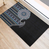 Fijian Masi Tribal Tattoos Art Pattern Rubber Doormat Navy Color Half Style - Polynesian Pride