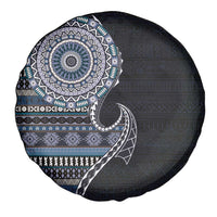 Fijian Masi Tribal Tattoos Art Pattern Spare Tire Cover Navy Color Half Style - Polynesian Pride