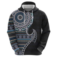 Fijian Masi Tribal Tattoos Art Pattern Zip Hoodie Navy Color Half Style - Polynesian Pride