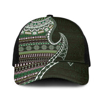 Fijian Masi Tribal Tattoos Art Pattern Baseball Net Cap Green Color Half Style LT03 One Size Black Green - Polynesian Pride