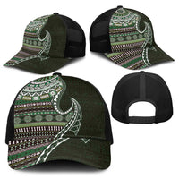 Fijian Masi Tribal Tattoos Art Pattern Baseball Net Cap Green Color Half Style LT03 - Polynesian Pride