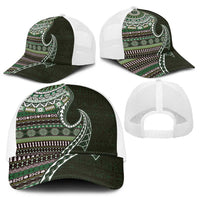 Fijian Masi Tribal Tattoos Art Pattern Baseball Net Cap Green Color Half Style LT03 - Polynesian Pride