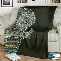 Fijian Masi Tribal Tattoos Art Pattern Blanket Green Color Half Style LT03 - Polynesian Pride
