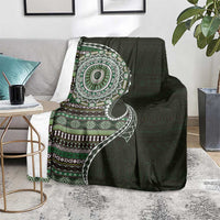 Fijian Masi Tribal Tattoos Art Pattern Blanket Green Color Half Style LT03 - Polynesian Pride