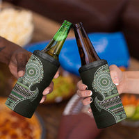 Fijian Masi Tribal Tattoos Art Pattern 4 in 1 Can Cooler Tumbler Green Color Half Style - Polynesian Pride