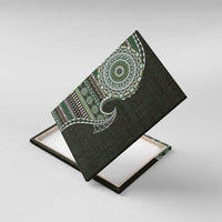 Fijian Masi Tribal Tattoos Art Pattern Canvas Wall Art Green Color Half Style LT03 With Frame Green - Polynesian Pride