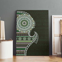 Fijian Masi Tribal Tattoos Art Pattern Canvas Wall Art Green Color Half Style LT03 - Polynesian Pride