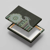 Fijian Masi Tribal Tattoos Art Pattern Canvas Wall Art Green Color Half Style LT03 - Polynesian Pride