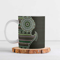 Fijian Masi Tribal Tattoos Art Pattern Ceramic Mug Green Color Half Style - Polynesian Pride