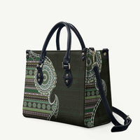 Fijian Masi Tribal Tattoos Art Pattern Leather Bag Green Color Half Style - Polynesian Pride