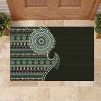 Fijian Masi Tribal Tattoos Art Pattern Rubber Doormat Green Color Half Style - Polynesian Pride